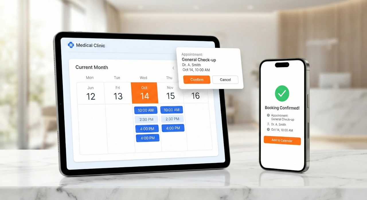 Kalendarz wizyt z potwierdzeniem online na tablecie i smartfonie